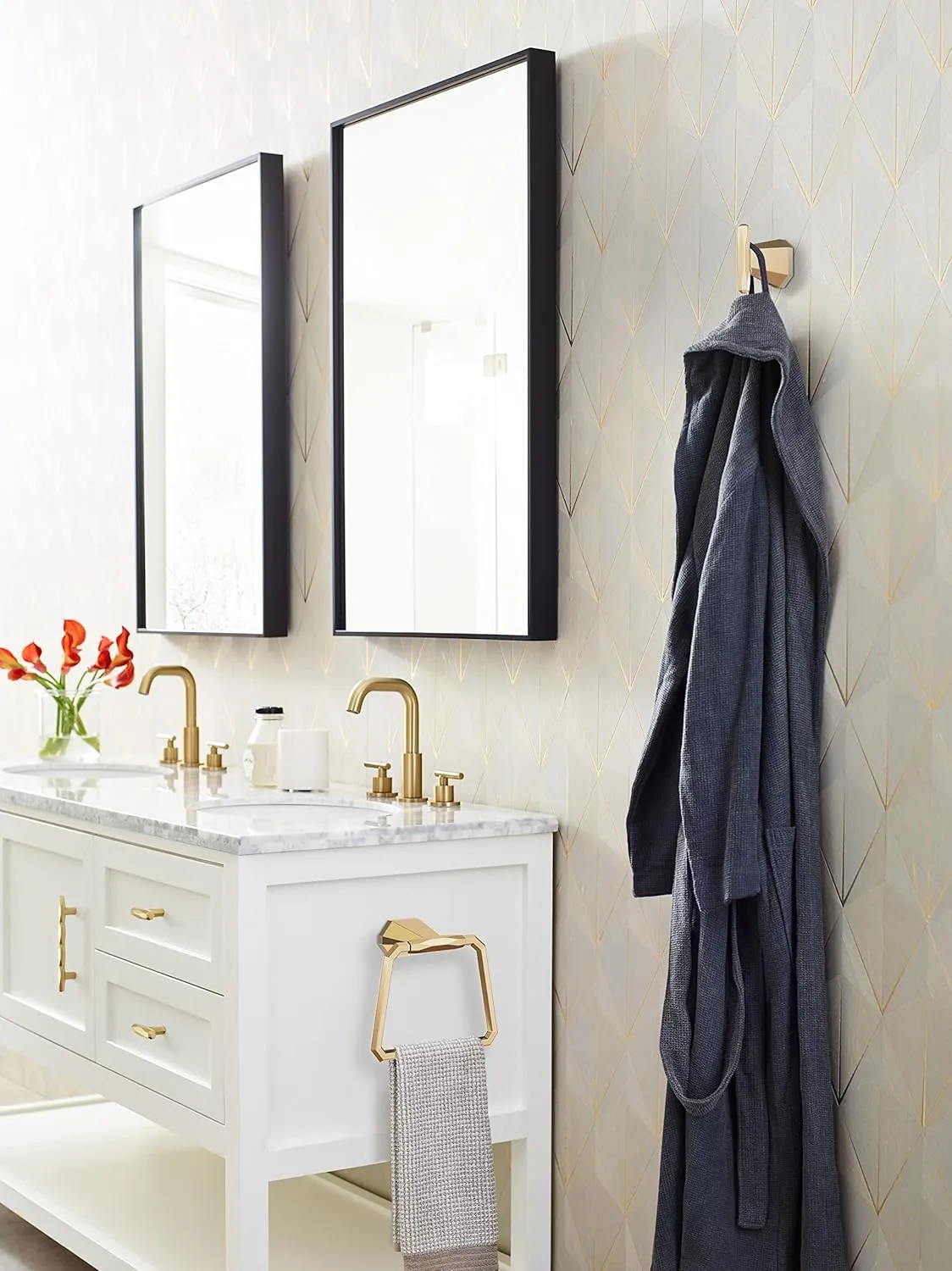 Amerock BH36040CZ | Champagne Bronze Single Robe Hook | 3-7/16 in. (87 mm) Length Towel Holder | St. Vincent | Towel Hook for Bathroom | Bathroom Hardware | Bath Accessories