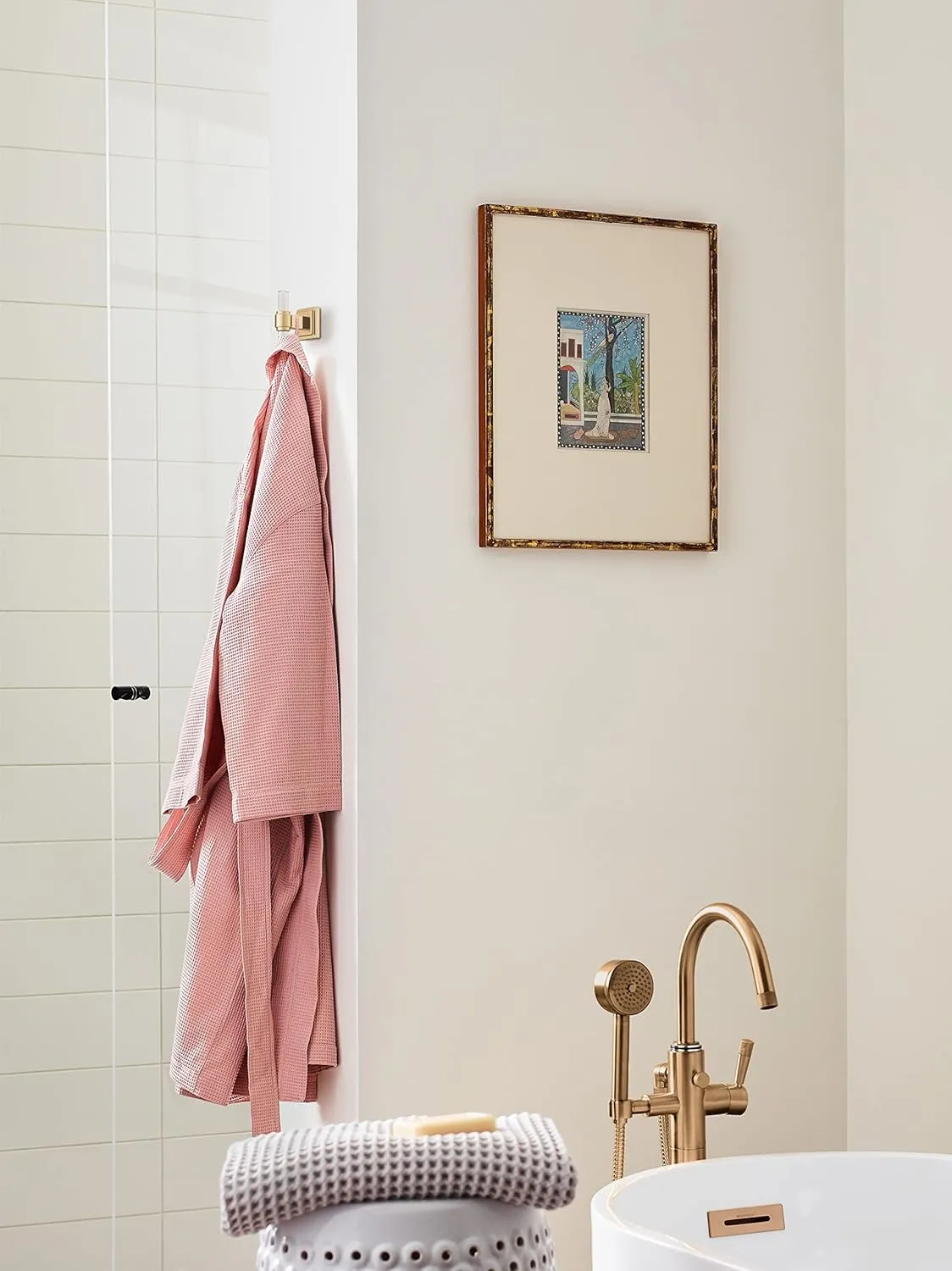 Amerock BH36060CCZ | Clear/Champagne Bronze Single Robe Hook | 2-15/16 in. (75 mm) Length Towel Holder | Glacio | Towel Hook for Bathroom | Bathroom Hardware | Bath Accessories