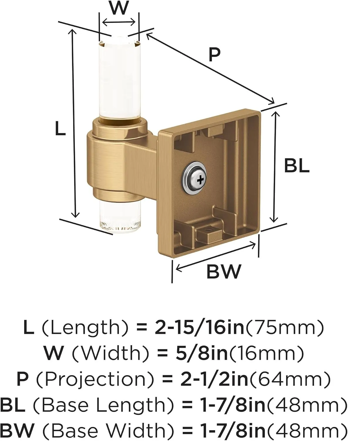 Amerock BH36060CCZ | Clear/Champagne Bronze Single Robe Hook | 2-15/16 in. (75 mm) Length Towel Holder | Glacio | Towel Hook for Bathroom | Bathroom Hardware | Bath Accessories