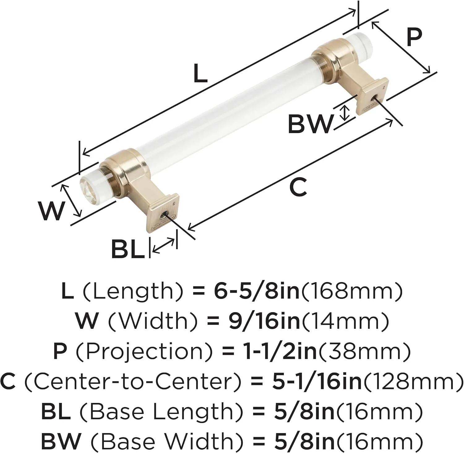 Amerock | Cabinet Pull | Clear/Champagne Bronze | 5-1/16 inch (128 mm) Center to Center | Glacio | 1 Pack | Drawer Pull | Drawer Handle | Cabinet Hardware