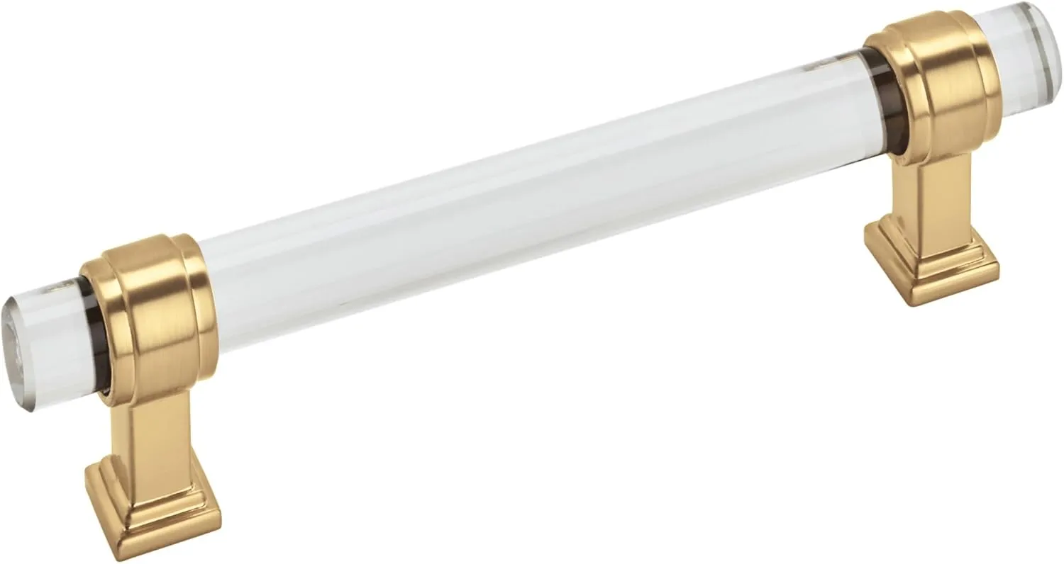 Amerock | Cabinet Pull | Clear/Champagne Bronze | 5-1/16 inch (128 mm) Center to Center | Glacio | 1 Pack | Drawer Pull | Drawer Handle | Cabinet Hardware