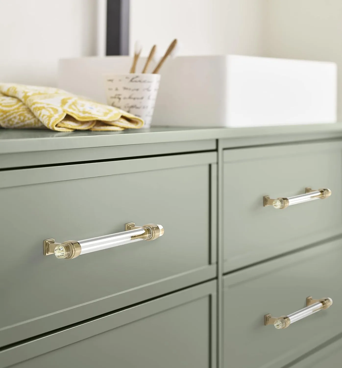 Amerock | Cabinet Pull | Clear/Champagne Bronze | 6-5/16 inch (160 mm) Center to Center | Glacio | 1 Pack | Drawer Pull | Drawer Handle | Cabinet Hardware
