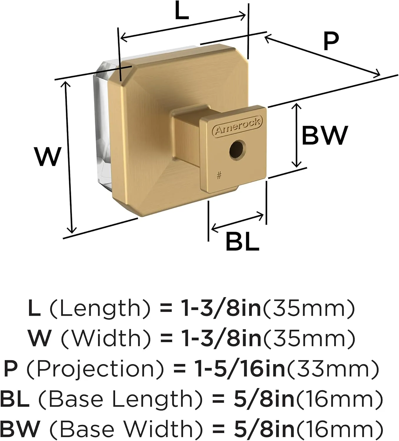 Amerock Glacio 1-3/8 inch (35mm) Length Clear/Champagne Bronze Cabinet Knob, BP36975CCZ