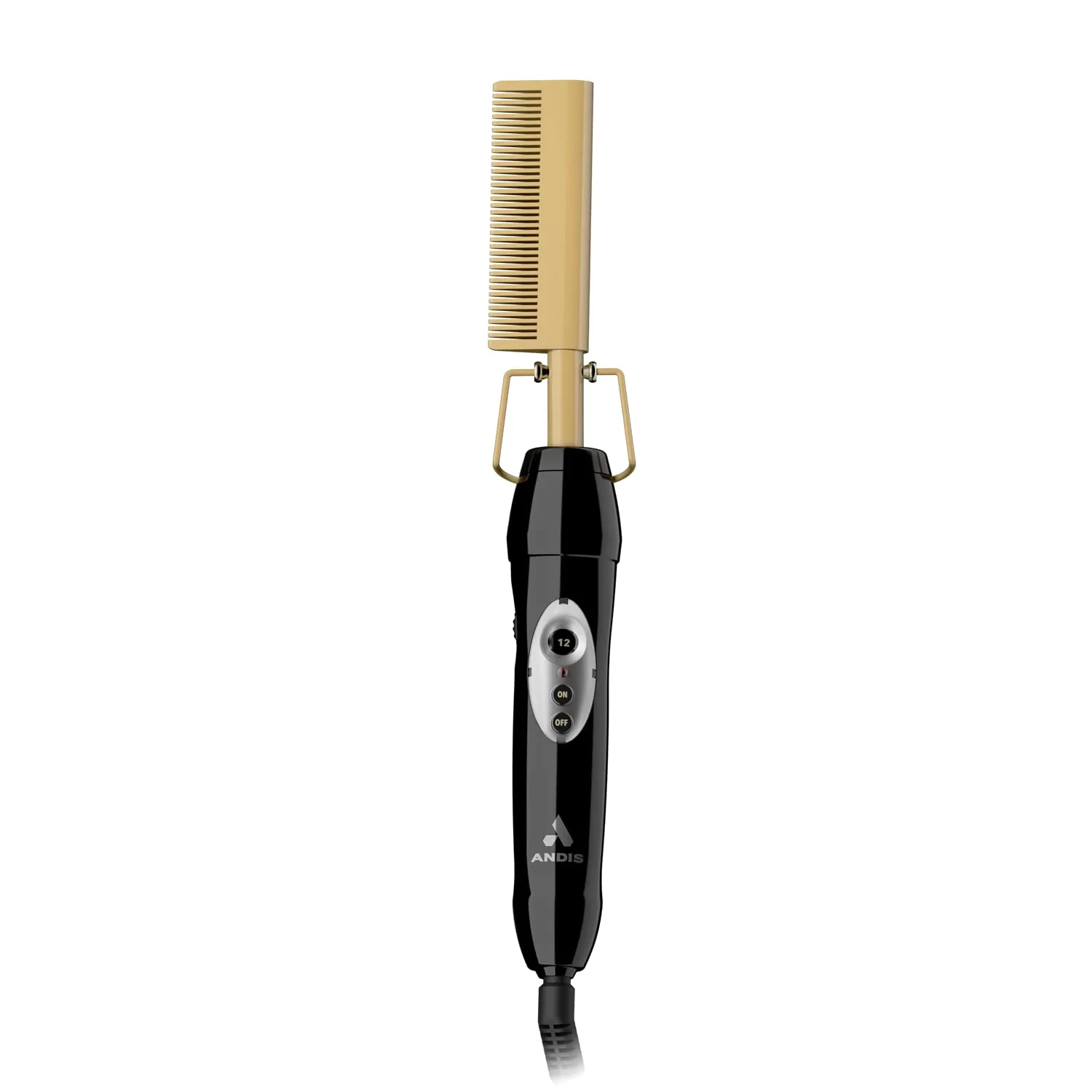 Andis 38335 Professional Heat Ceramic Press Comb for Hair, Straightener - 450F High Heat with Dual Voltage - 20 Adjustable Heat-Settings, 30 Min Auto Shut-Off, Gold, Ceramic Gold