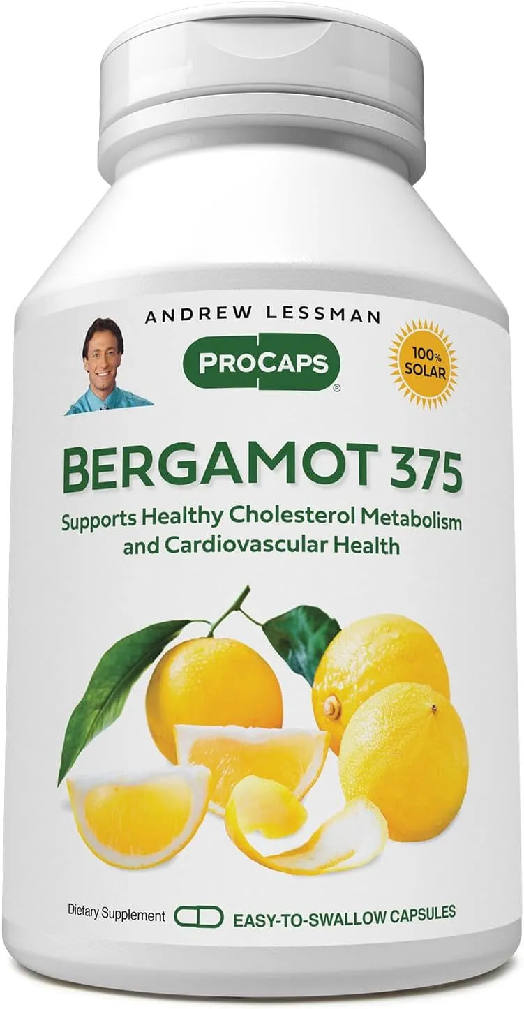 ANDREW LESSMAN Bergamot 375mg - 30 Capsules - High Potency, Standardized Extract. No Additives. Small Easy to Swallow Capsules