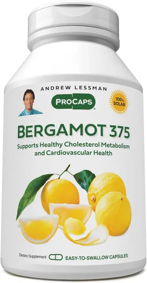 ANDREW LESSMAN Bergamot 375mg - 30 Capsules - High Potency, Standardized Extract. No Additives. Small Easy to Swallow Capsules