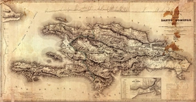 Antiguos Maps Haiti and Dominican Republic - Isla de Santo Domingo circa 1858 | Art Print Poster Vintage Wall Decor | 24 x 46 inches (610 x 1168 mm)