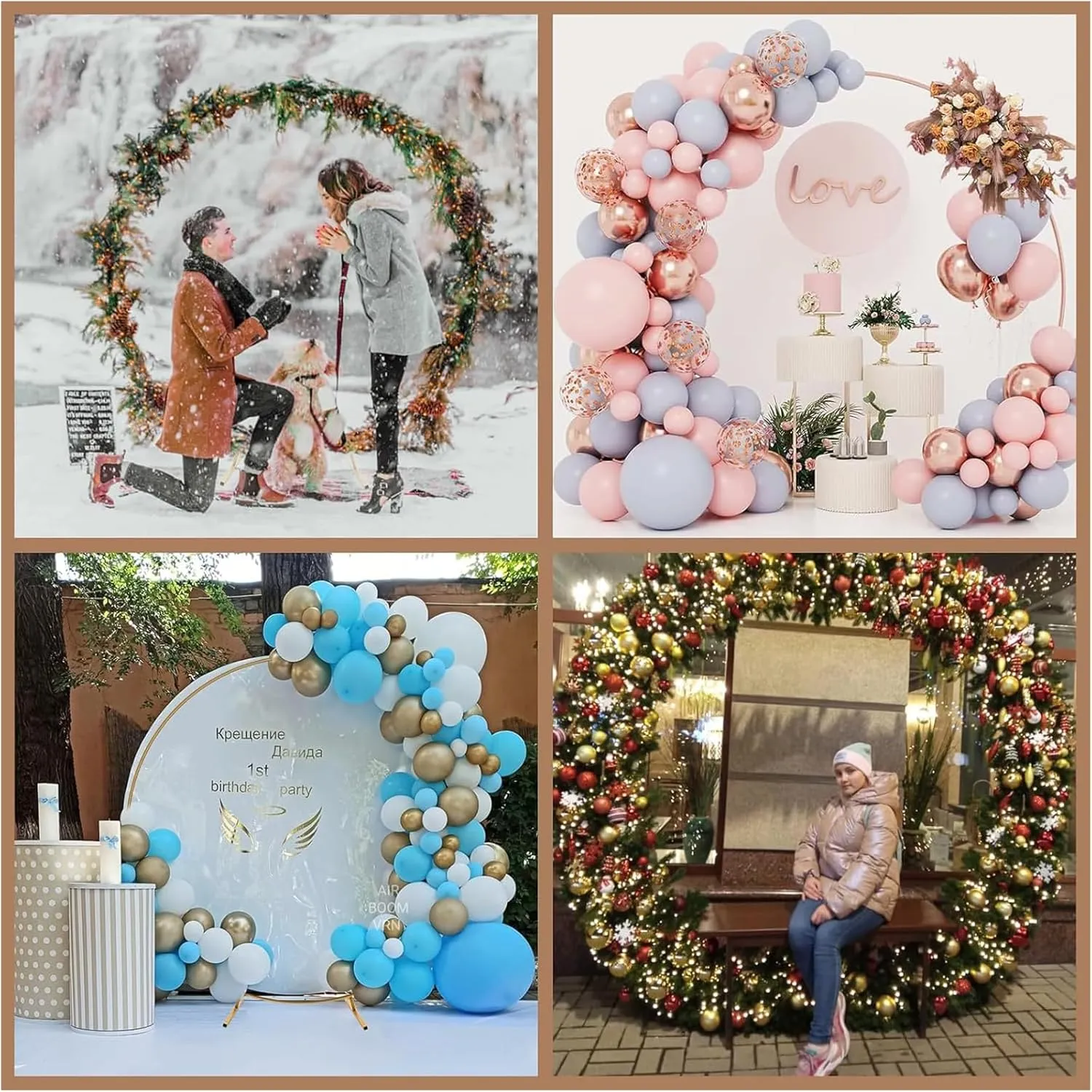 Antizz 6.6FT Round Balloon Arch Stand kit Metal Circle Backdrop Stand Frame Wedding Arches with Storage Bag for Gender Reveal Baby Shower Ceremony Birthday Party Decorations