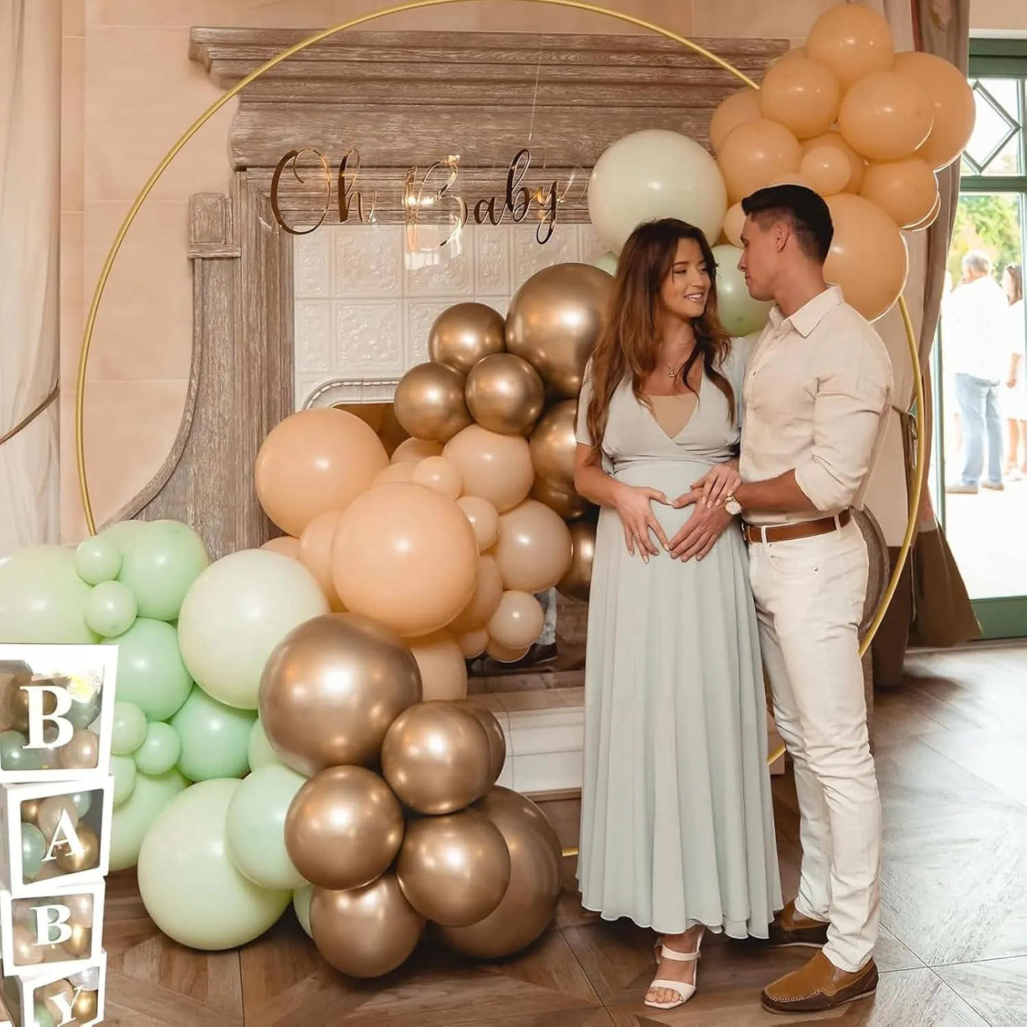 Antizz 6.6FT Round Balloon Arch Stand kit Metal Circle Backdrop Stand Frame Wedding Arches with Storage Bag for Gender Reveal Baby Shower Ceremony Birthday Party Decorations