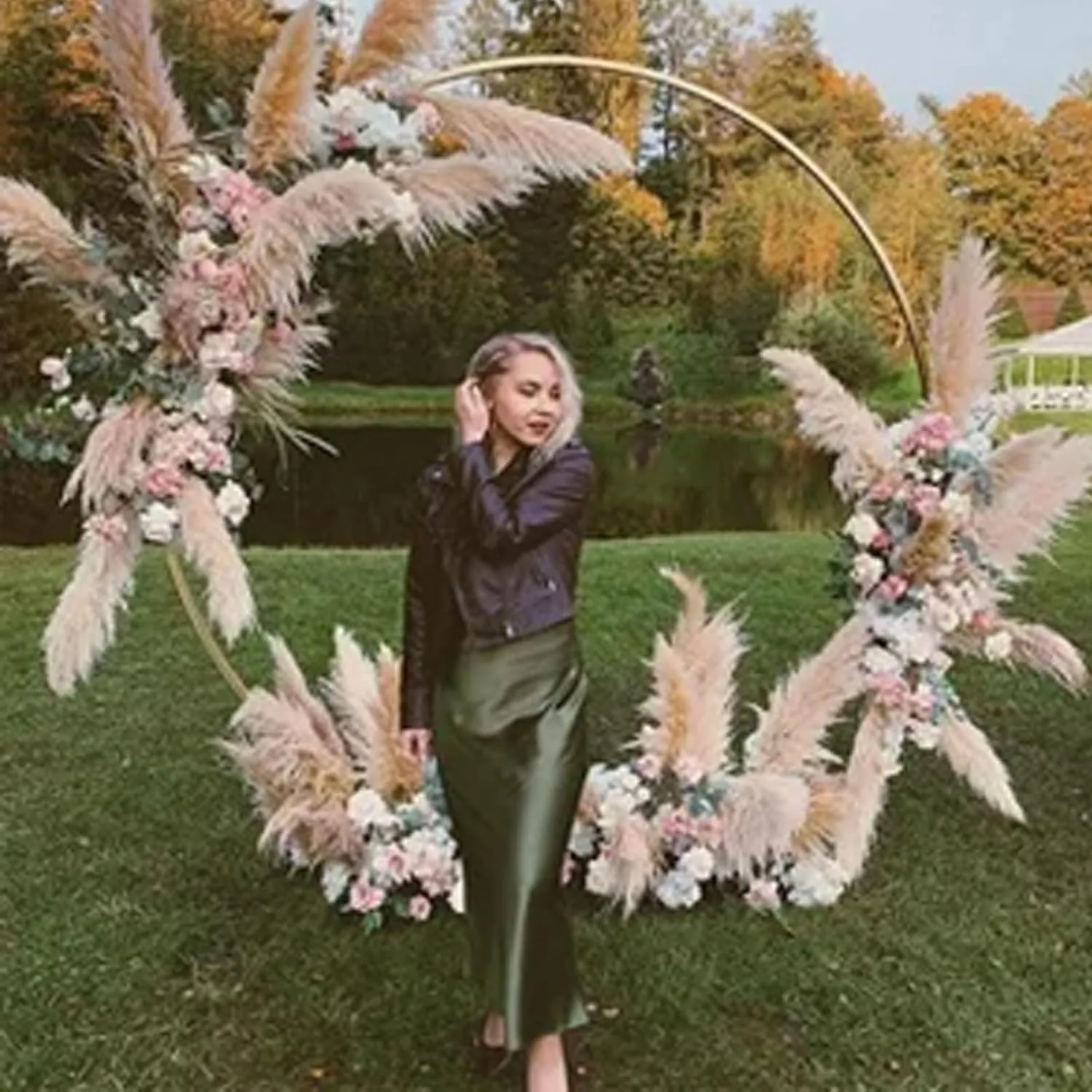 Antizz 6.6FT Round Balloon Arch Stand kit Metal Circle Backdrop Stand Frame Wedding Arches with Storage Bag for Gender Reveal Baby Shower Ceremony Birthday Party Decorations