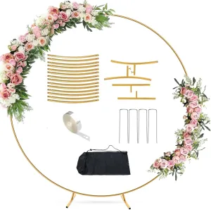 Antizz 6.6FT Round Balloon Arch Stand kit Metal Circle Backdrop Stand Frame Wedding Arches with Storage Bag for Gender Reveal Baby Shower Ceremony Birthday Party Decorations