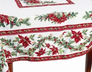 April Cornell 80-Inch Round Tablecloth, Noel White