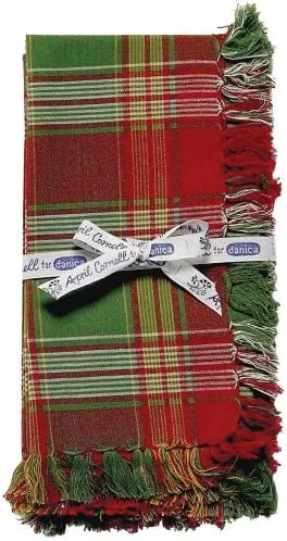 April Cornell Holiday Napkin, Set of 4, Holly Plaid Red