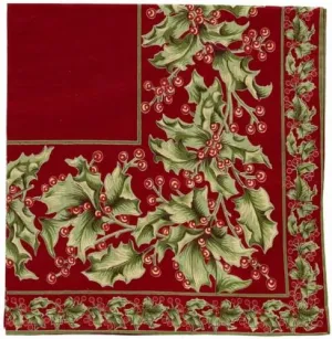 April Cornell Set of Four 24-Inch Napkin, Holly Red