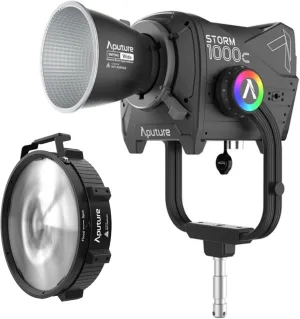 Aputure Storm 1000c Point-Source Fixture with Wide Hyper Reflector (Black) Bundle with Aputure CF12 12-Inch Bowens Mount Fresnel (Black) (2 Items)