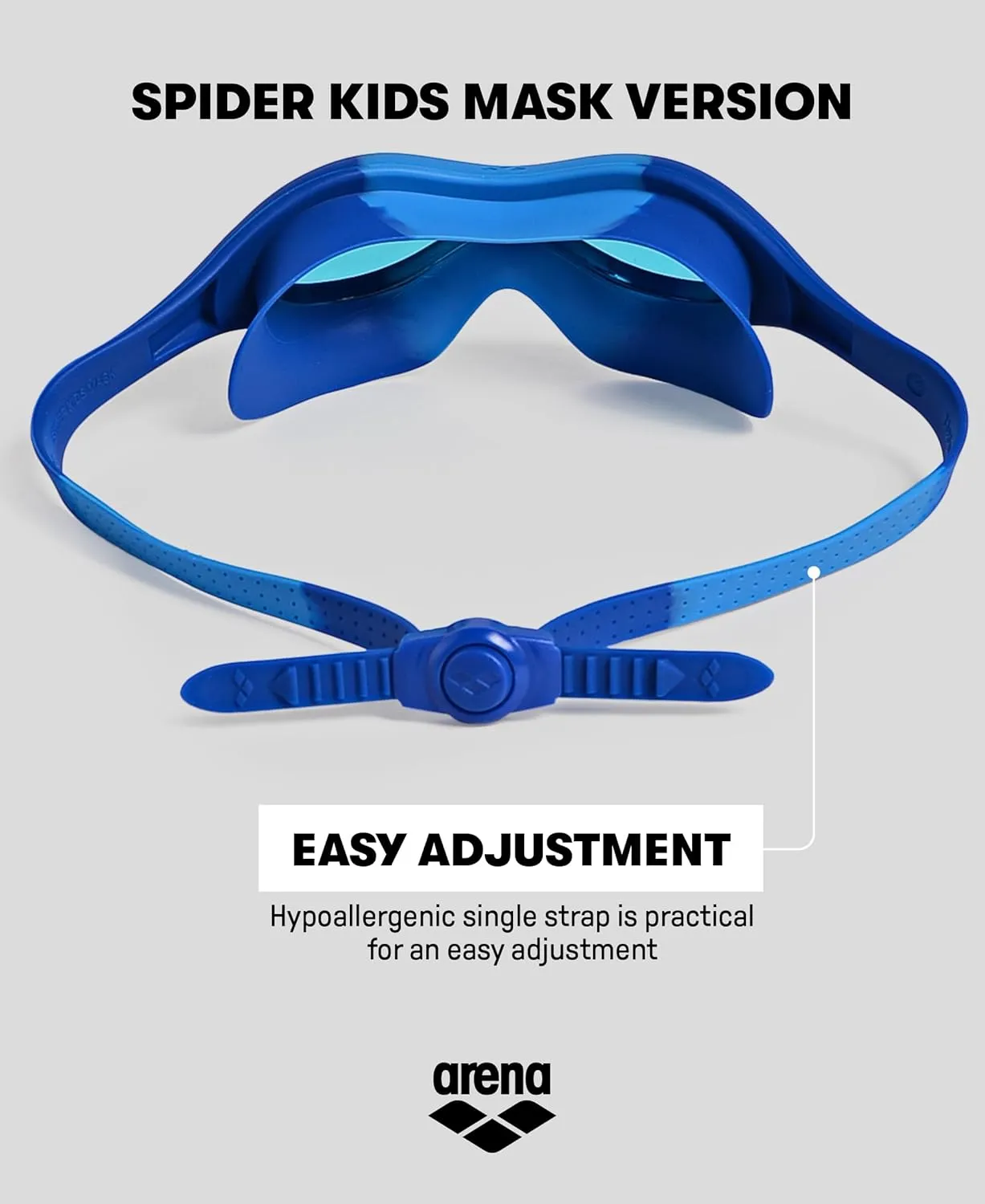 ARENA Unisex Kids Spider Swim Mask Boys and Girls Ages 2 to 5, Anti-Fog Non-Mirror Lens, Easy to Use Strap Wide View Snug Fit
