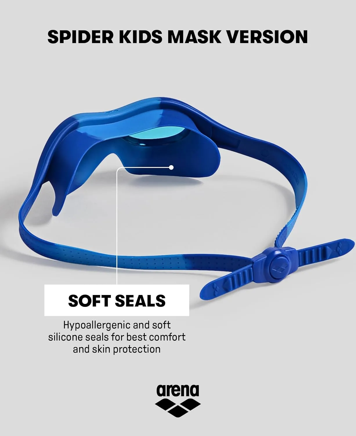 ARENA Unisex Kids Spider Swim Mask Boys and Girls Ages 2 to 5, Anti-Fog Non-Mirror Lens, Easy to Use Strap Wide View Snug Fit