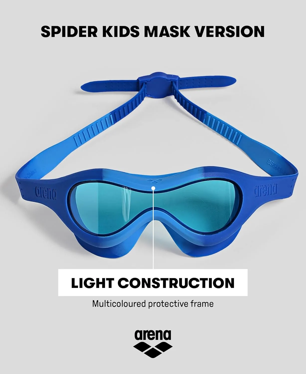 ARENA Unisex Kids Spider Swim Mask Boys and Girls Ages 2 to 5, Anti-Fog Non-Mirror Lens, Easy to Use Strap Wide View Snug Fit