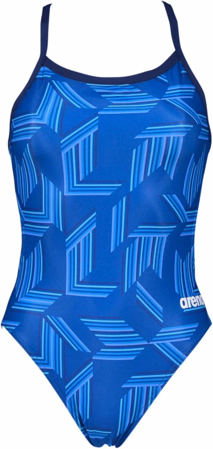 Arena Puzzled Print Women's Challenge Back One Piece Swimsuit for Competitive or Casual Swim, Ladies Bathing Suit