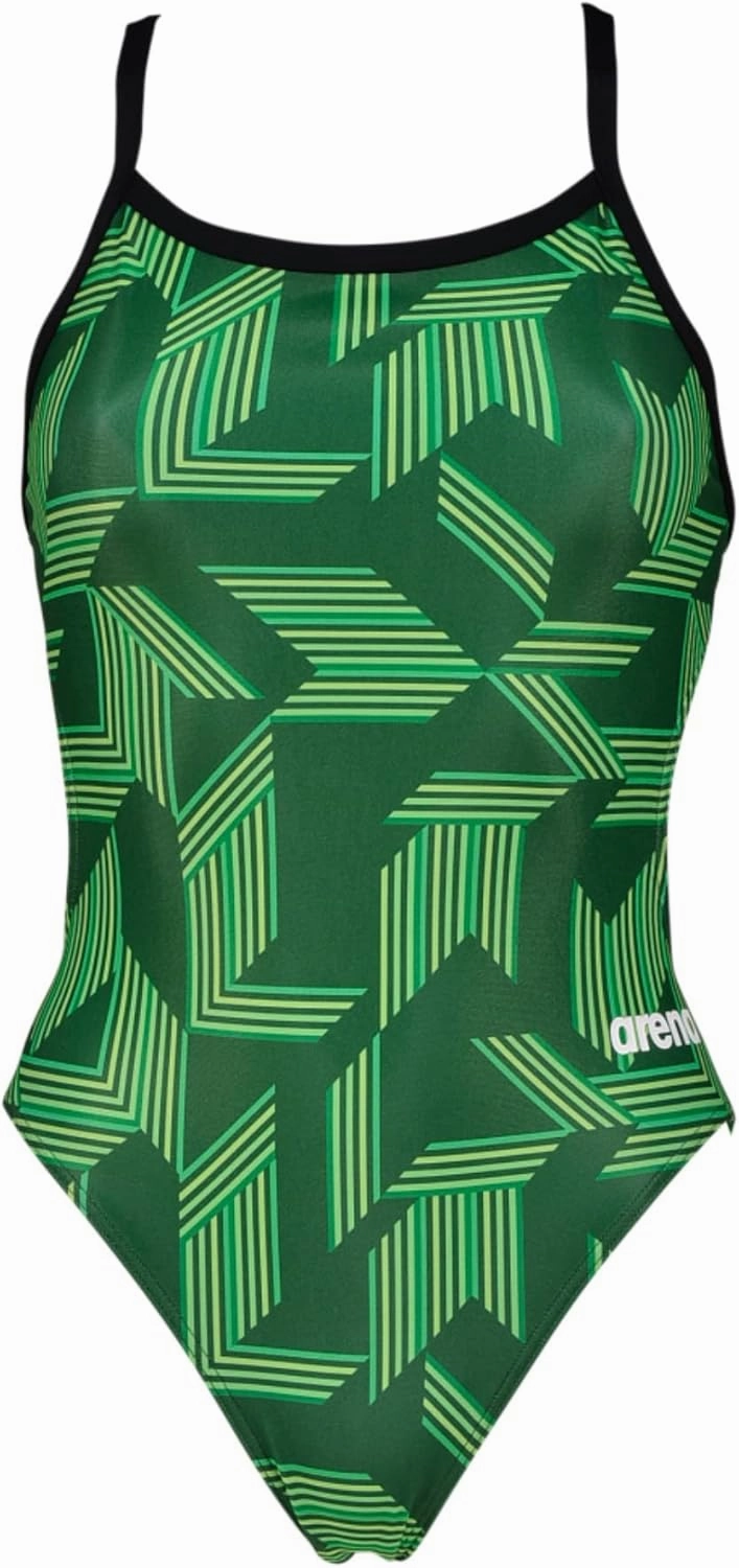 Arena Puzzled Print Women's Challenge Back One Piece Swimsuit for Competitive or Casual Swim, Ladies Bathing Suit