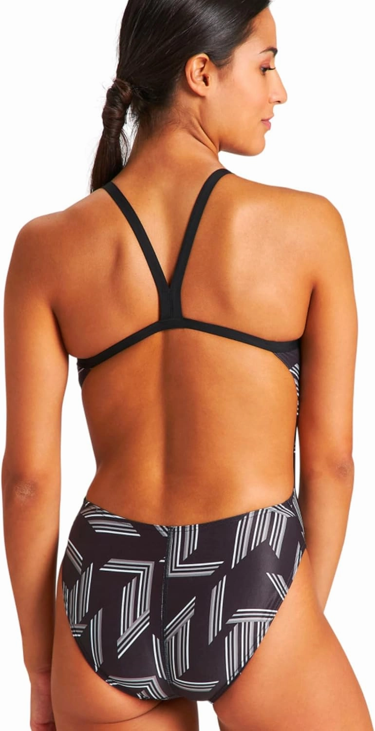 Arena Puzzled Print Women's Challenge Back One Piece Swimsuit for Competitive or Casual Swim, Ladies Bathing Suit