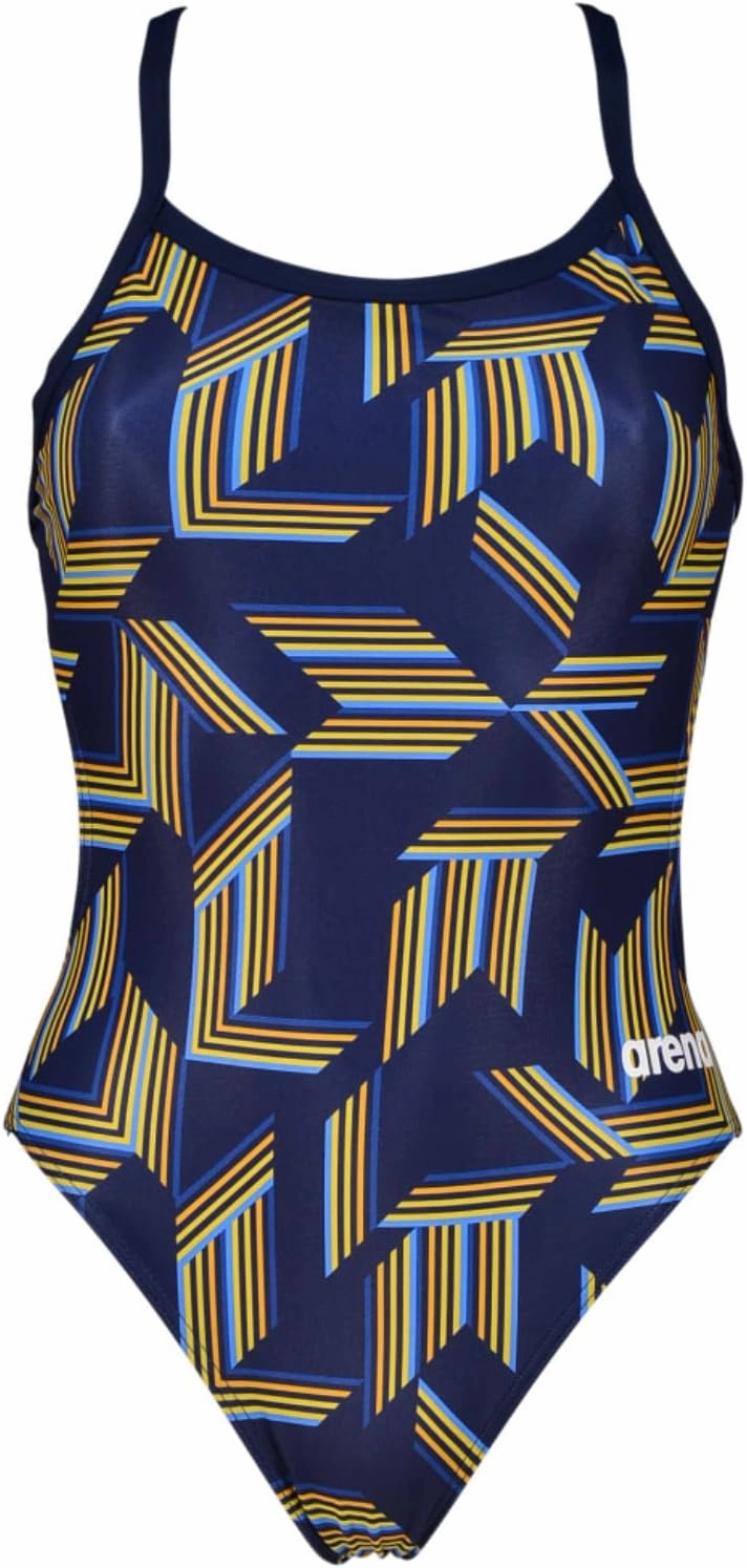 Arena Puzzled Print Women's Challenge Back One Piece Swimsuit for Competitive or Casual Swim, Ladies Bathing Suit