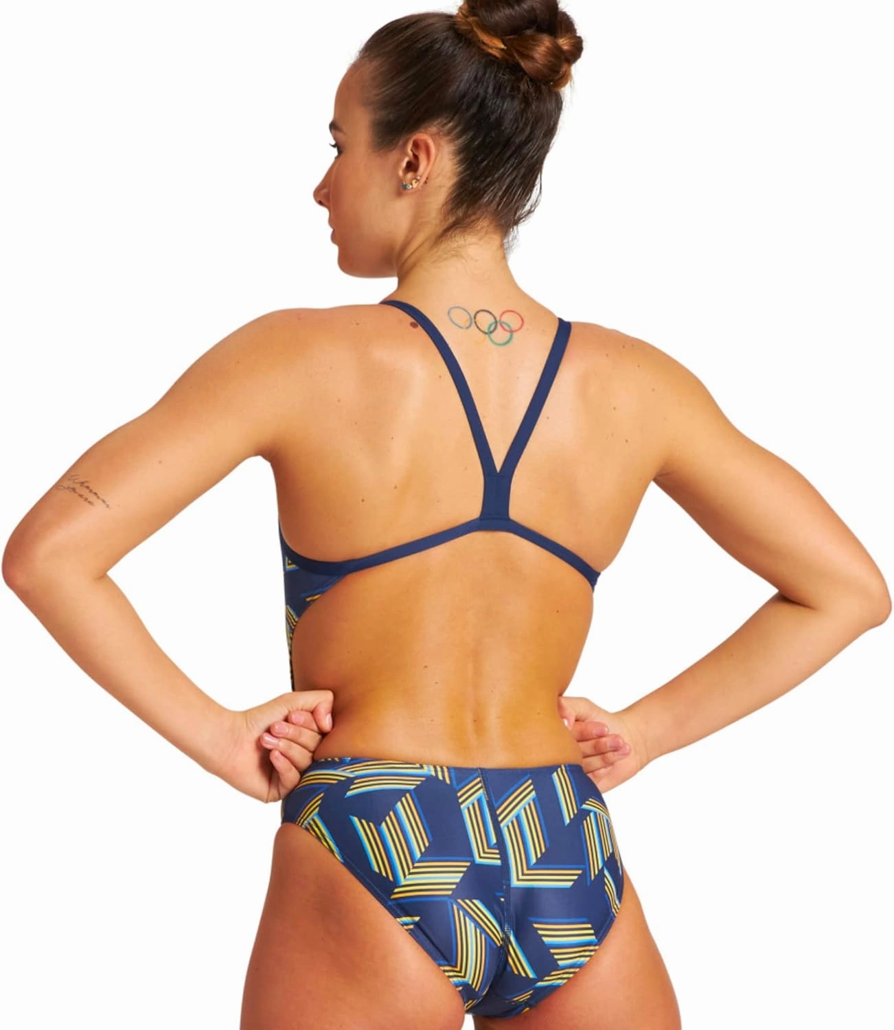 Arena Puzzled Print Women's Challenge Back One Piece Swimsuit for Competitive or Casual Swim, Ladies Bathing Suit