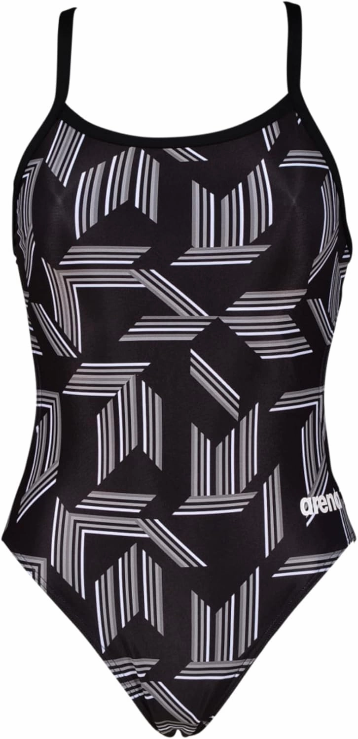 Arena Puzzled Print Women's Challenge Back One Piece Swimsuit for Competitive or Casual Swim, Ladies Bathing Suit