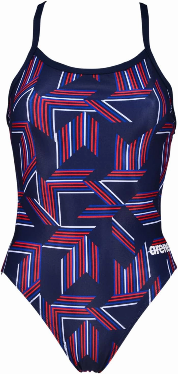 Arena Puzzled Print Women's Challenge Back One Piece Swimsuit for Competitive or Casual Swim, Ladies Bathing Suit