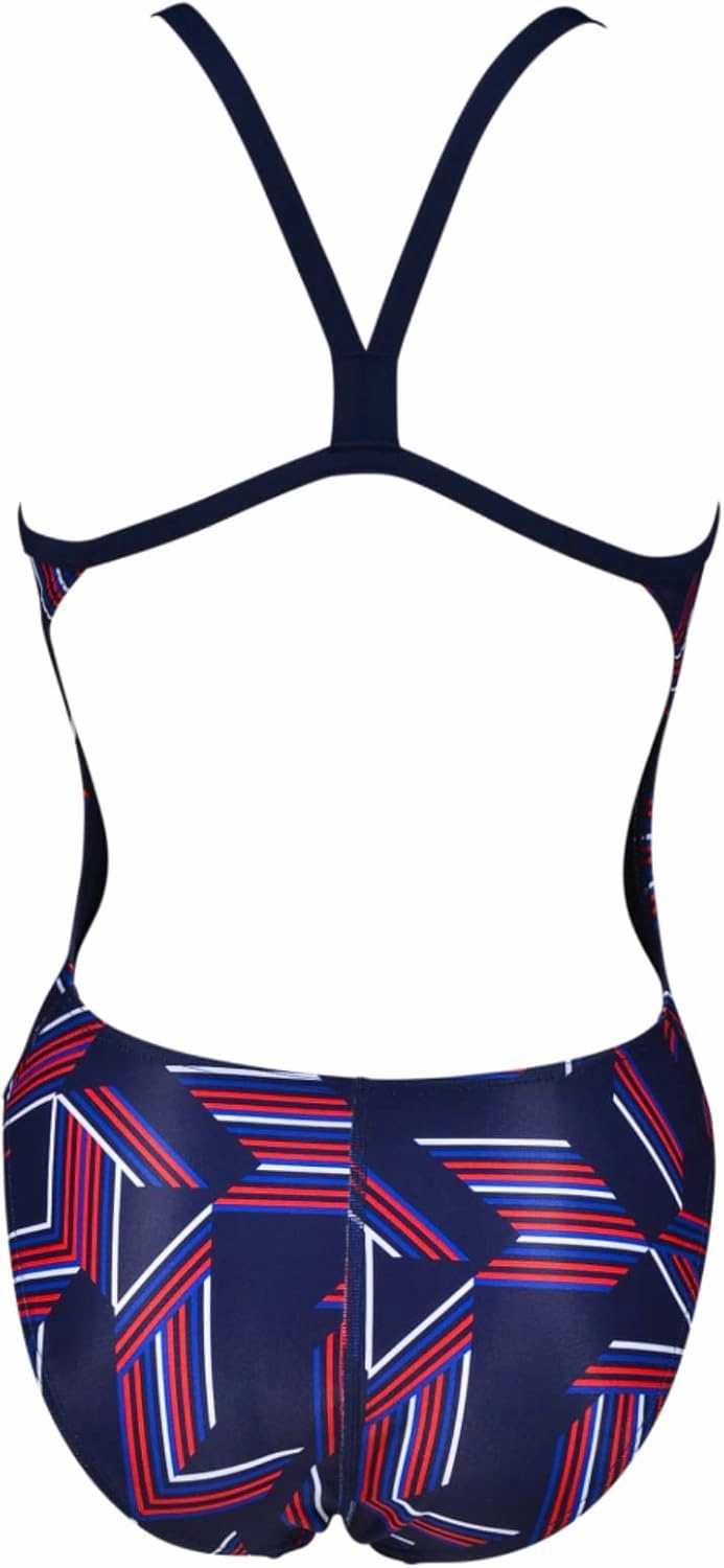 Arena Puzzled Print Women's Challenge Back One Piece Swimsuit for Competitive or Casual Swim, Ladies Bathing Suit