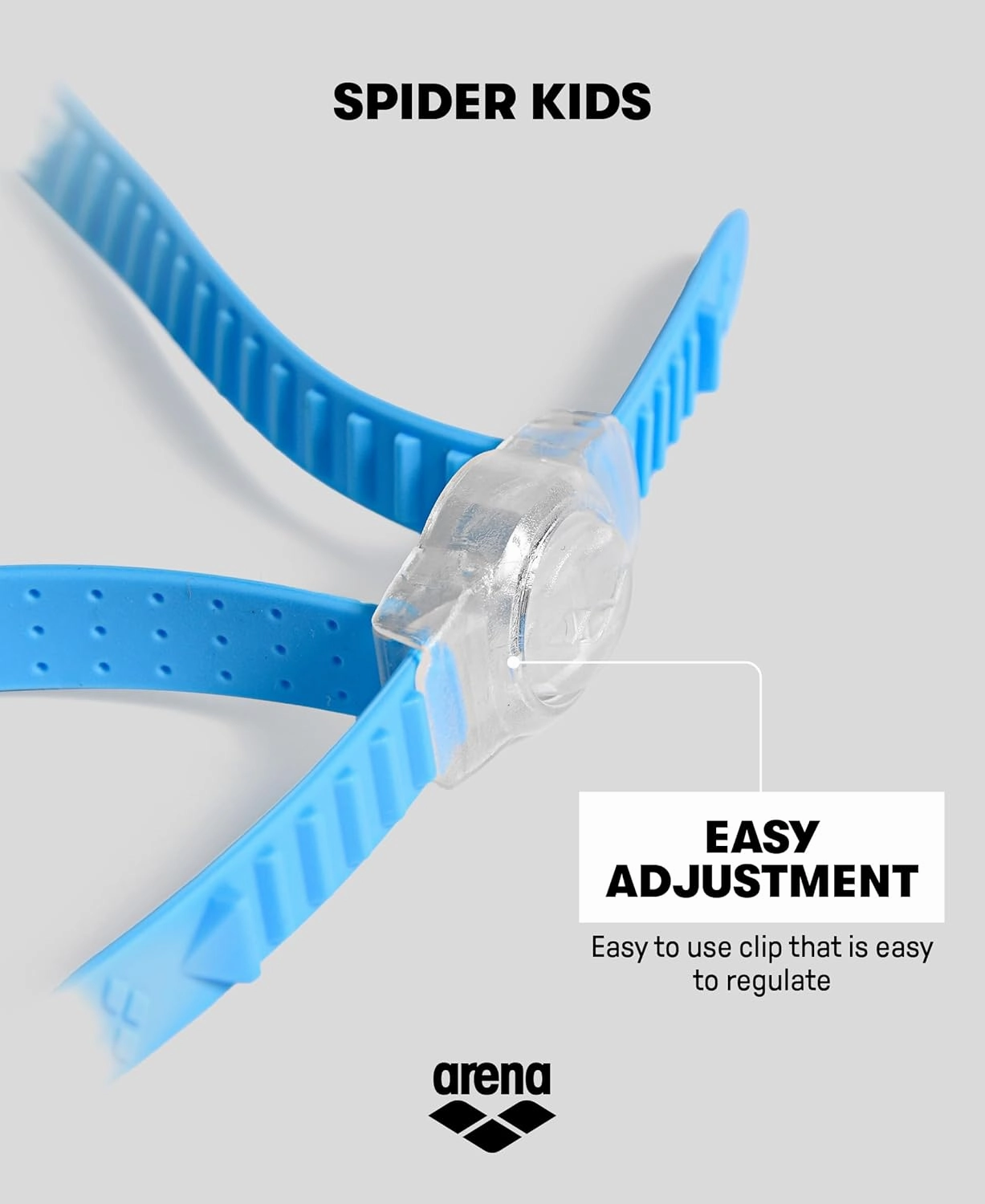 ARENA Unisex Spider Kids Swim Goggles Boys and Girls Ages 2 to 5, Anti-Fog Non-Mirror Lens, Easy to Use Strap No Leak Goggle