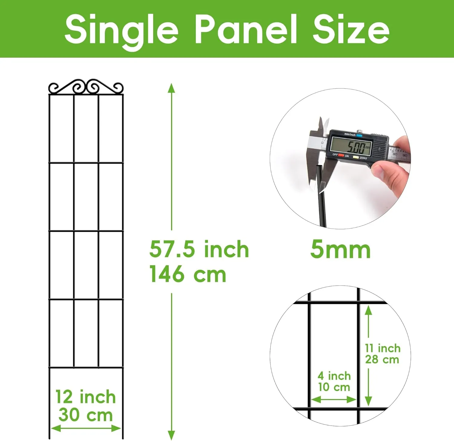 ARIFARO 57.5'' Metal Garden Trellis for Climbing Plants,(Pack of 4) Indoor/Outdoor Sturdy Plant Trellis for Potted Plants,House Plants, Climbing Vines, Black