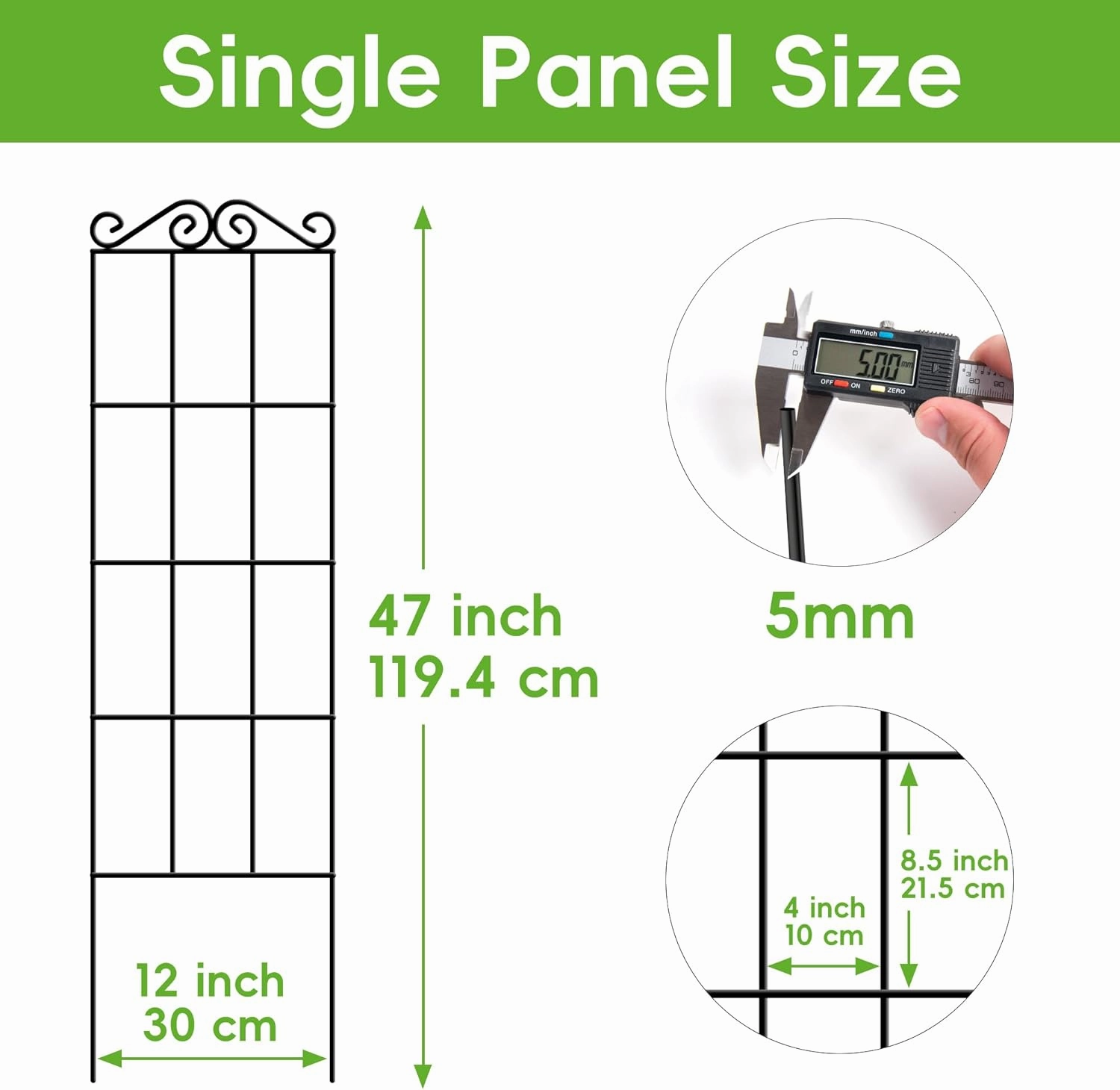 ARIFARO 47'' Metal Garden Trellis for Climbing Plants,(Pack of 4) Indoor/Outdoor Sturdy Plant Trellis for Potted Plants,House Plants, Climbing Vines, Black