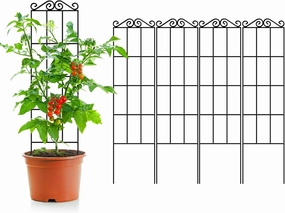ARIFARO 47'' Metal Garden Trellis for Climbing Plants,(Pack of 4) Indoor/Outdoor Sturdy Plant Trellis for Potted Plants,House Plants, Climbing Vines, Black