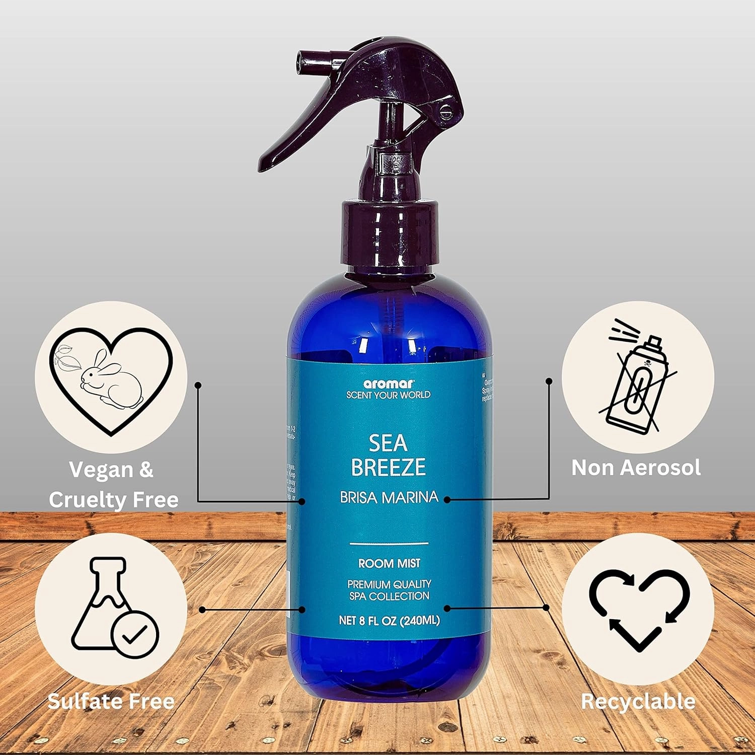 Aromar Essential Room Mist and Fabric Spray with Natural Freshener Aromatherapy for a Fresh and Rejuvenated Home 8 oz Eucalyptus