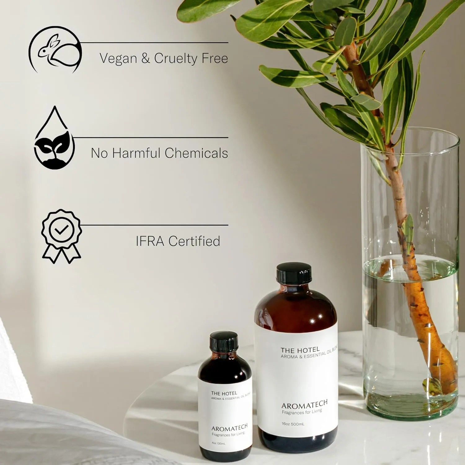 AromaTech The Hotel Aroma Essential Oil Blend: Luxury Hotel Inspired Aromatherapy with Lemon, Lavender, Peach & Pine for Ultrasonic Diffusers & Nebulizers - 4 fl oz, 120 mL
