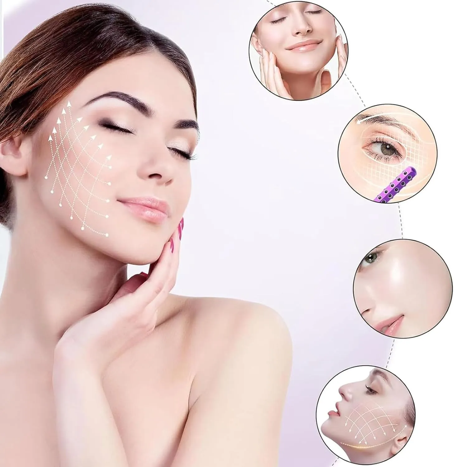 Arrily Face Roller, Facelift Pro Face Rollers, Elarique Glow Sculpting - Beauty Roller, Uplift Facial Massaging Beauty Tool, with Cooling & Sculpting, for Skincare (Purple)