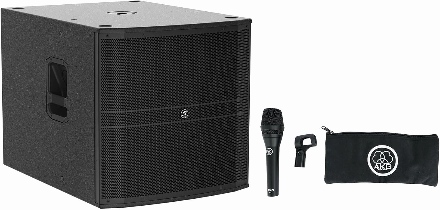 Audiosavings Bundle: (1) Mackie DRM18S-P 18" 2000w Professional Passive Live Sound DJ PA Subwoofer Sub Bundle with (1) AKG P5i Handheld Dynamic Metal Vocal Microphone Mic (2 Items)