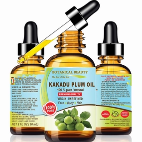 Australian KAKADU PLUM OIL 100% Pure Natural Virgin Unrefined Cold-pressed carrier oil 2 Fl oz 60 ml For Face, Skin, Body, Hair, Lip, Nails by Botanical Beauty