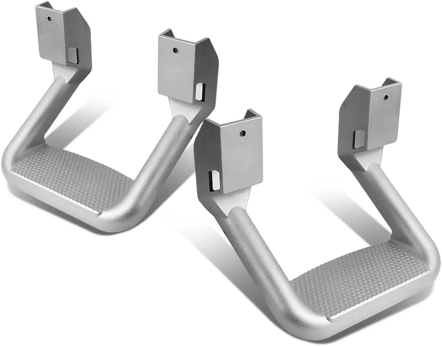 Auto Dynasty 1 Inches Universal Side Step with Mounting Brackets for Pickups & Trucks, Aluminum, Silver Powder Coated, Set of 2