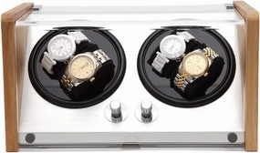 Automatic Watch Shaker, Mechanical Watch Watch Rotator, Watch Shaker, Watch Rotator, Household Bamboo and Wood Four-Position Mechanical Watch Simple Winding, Battery Plug-in Dual Purpose