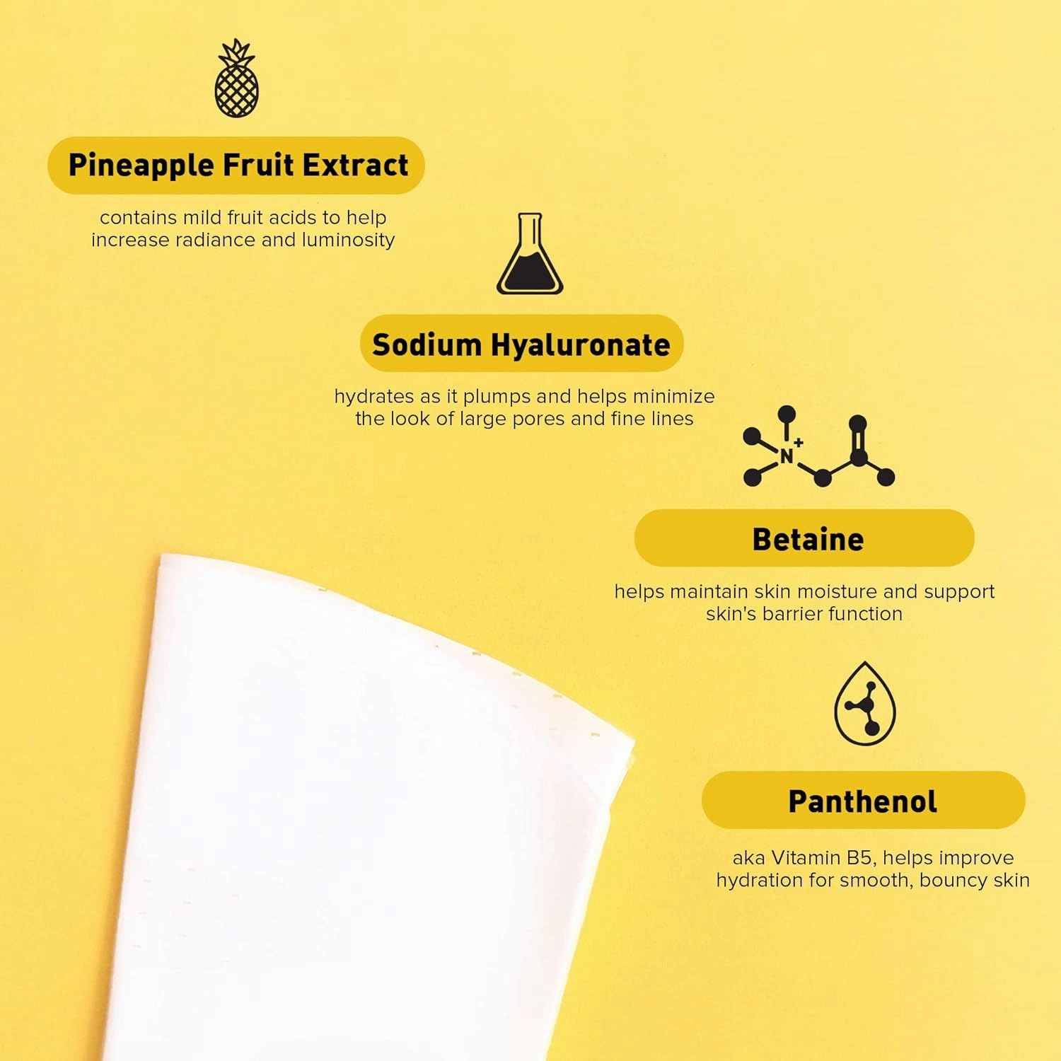 Avatara Juicy Pineappy Exfoliating Facial Mask 15 Sheets, Beauty and Skincare Sheet Masks, Pineapple Extracts and Clean Ingredients for Gently Removing Old Skin Cells for a Refreshed Look, 15 Pack