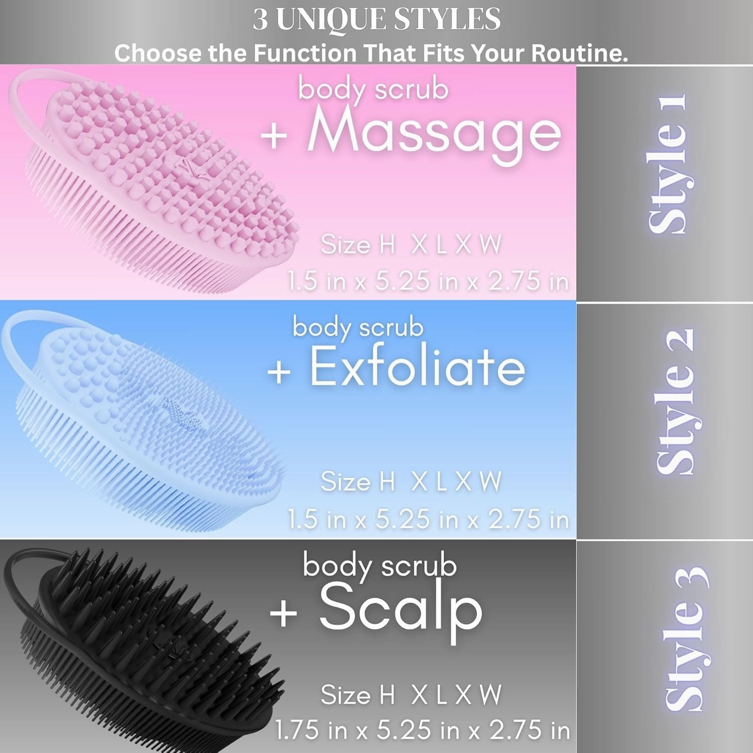 Avilana Silicone Body Scrubber – Gentle Shower Brush & Loofah Alternative – Silver-Infused Options – Fast-Drying, Hygienic, BPA-Free Silicone Body Exfoliator for Sensitive Skin, Men & Women