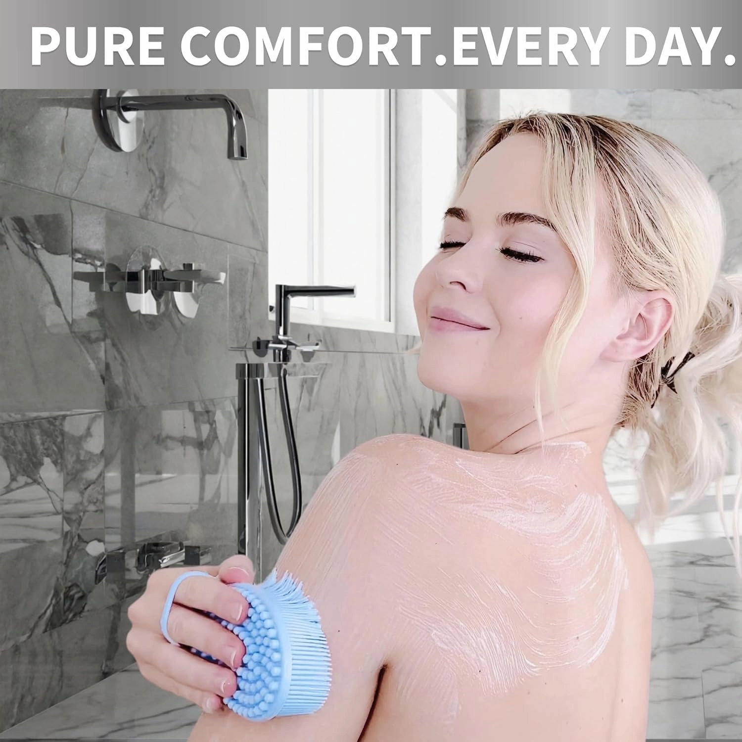 Avilana Silicone Body Scrubber – Gentle Shower Brush & Loofah Alternative – Silver-Infused Options – Fast-Drying, Hygienic, BPA-Free Silicone Body Exfoliator for Sensitive Skin, Men & Women