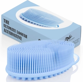 Avilana Silicone Body Scrubber – Gentle Shower Brush & Loofah Alternative – Silver-Infused Options – Fast-Drying, Hygienic, BPA-Free Silicone Body Exfoliator for Sensitive Skin, Men & Women