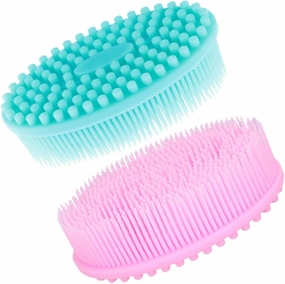 Baby Brush Set 2pcs Silicone Bathing Shower Scrubbers Exfoliating Body Scrub Face Cleansing Brush for Infants