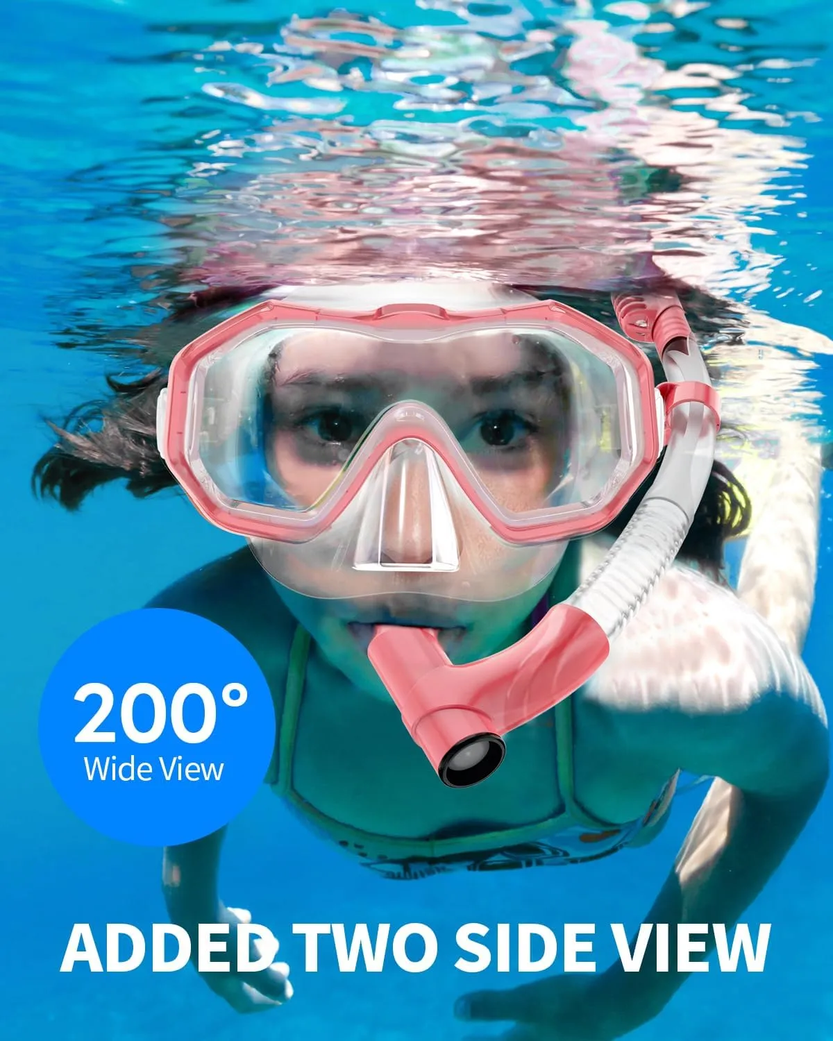 Bairuifu Kids Swim Goggles for Kids 4-16, Anti-Shattered Lens/Anti-Fog / 180° Panoramic View/Kids Swimming Goggles with Nose Cover