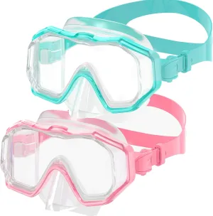 Bairuifu Kids Swim Goggles for Kids 4-16, Anti-Shattered Lens/Anti-Fog / 180° Panoramic View/Kids Swimming Goggles with Nose Cover