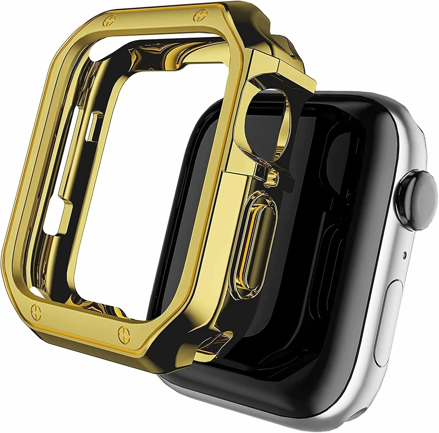 Band Case Compatible for Watch 44Mm 42Mm 40 Mm 38Mm Rugged Bumper TPU Case Military Strap Protective Cover (Guld 40 mm)