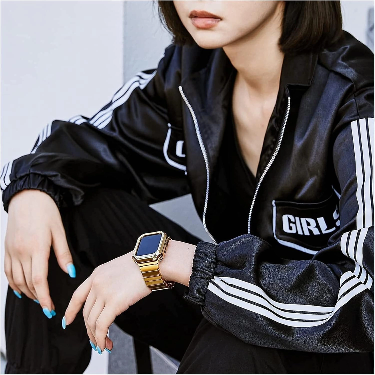 Band Case Compatible for Watch 44Mm 42Mm 40 Mm 38Mm Rugged Bumper TPU Case Military Strap Protective Cover (Guld 40 mm)